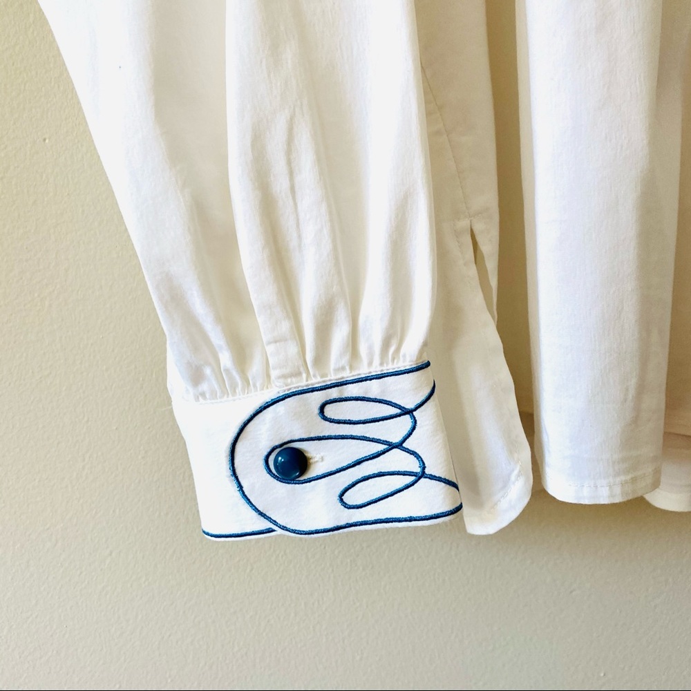 Vintage Bob Mackie white embroidered blouse XL - Picture 3 of 6